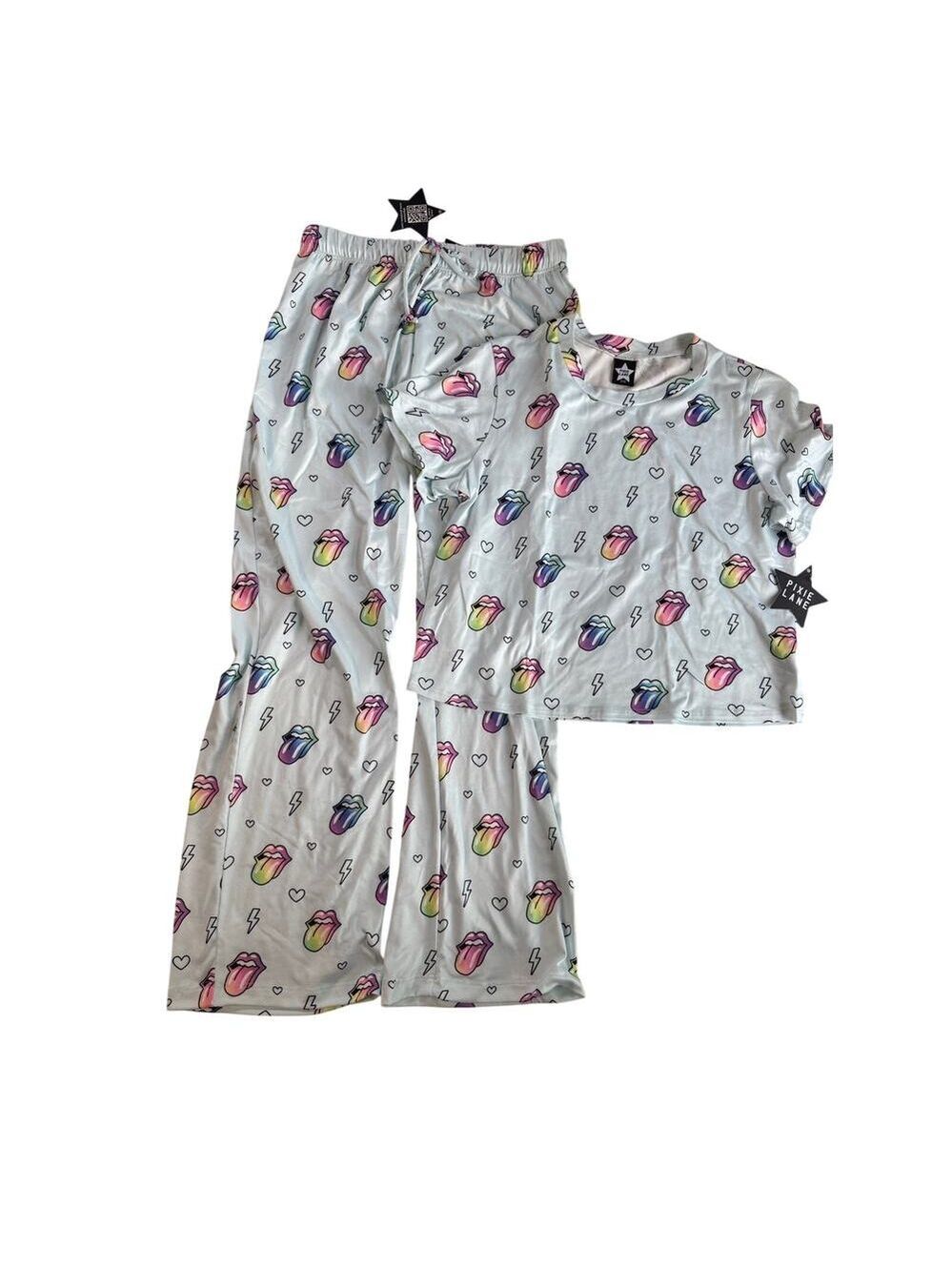 PixieLane Girls Simply Soft Lips Lightning Pajama Lounge Set Size 9/10